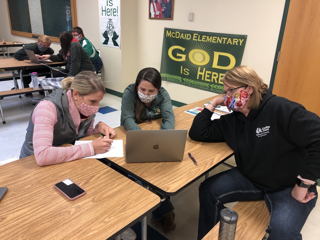 North Platte Catholic Staff Participating in a Scavenger Hunt