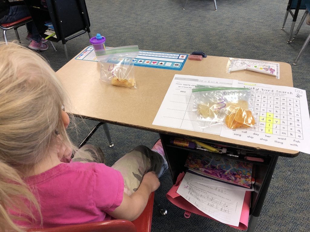Wallace 1st Grader taste testing different potato chips