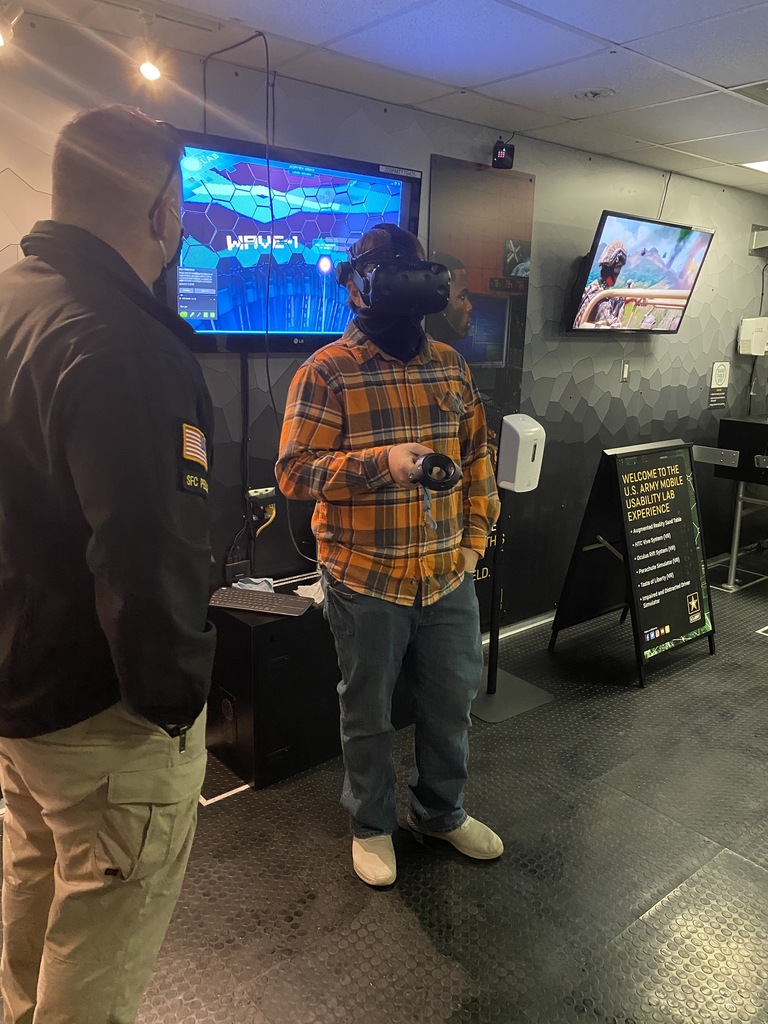 student with virtual reality goggles on