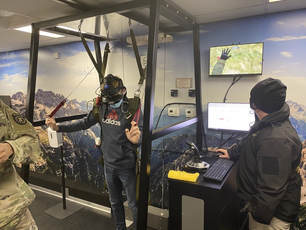 male student in  a virtual reality simulator