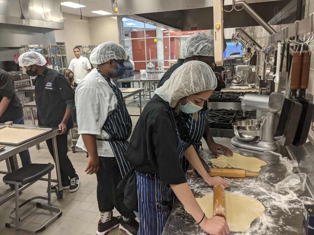 Culinary students baking in the kitchen