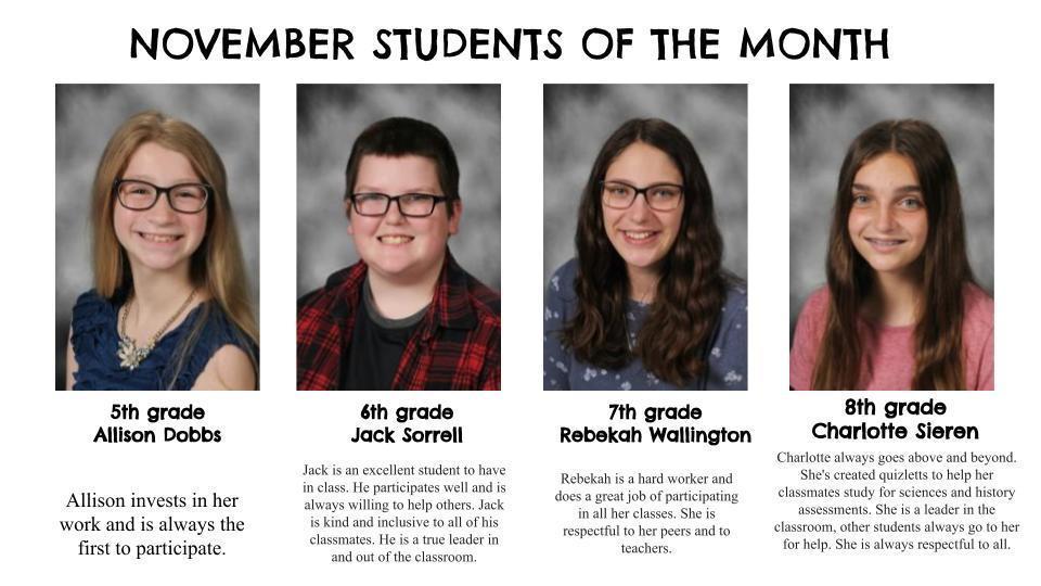 MPMS November Students of the Month