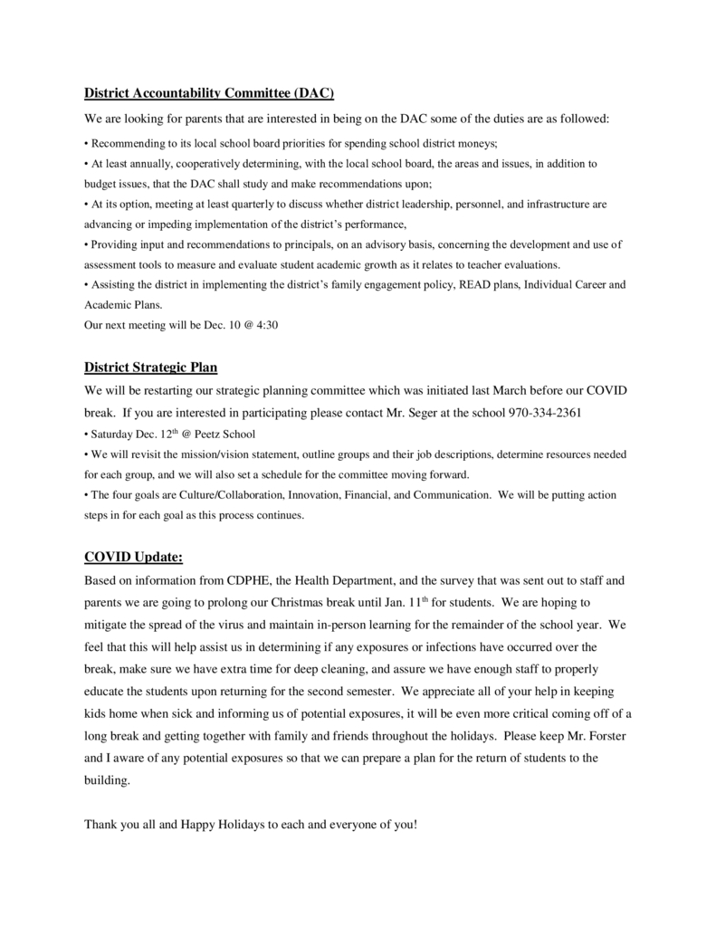 Information about committees and COVID Update.