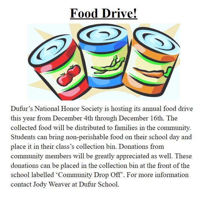 NHS Food Drive Flyer