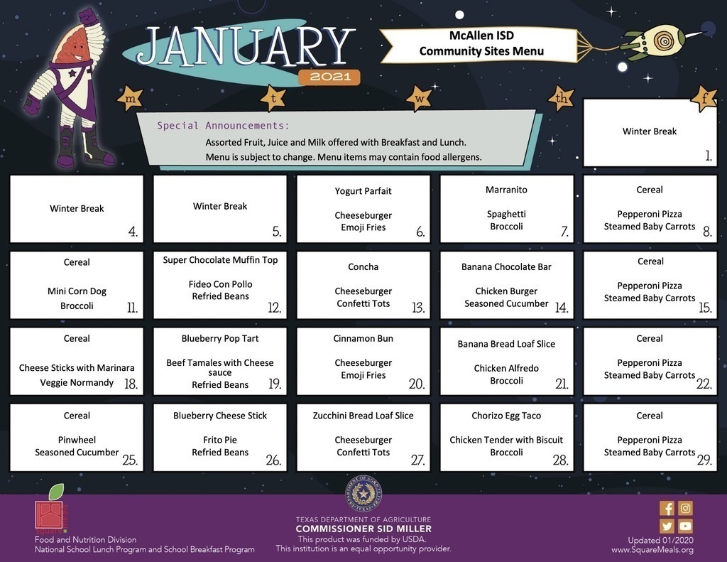 January menu