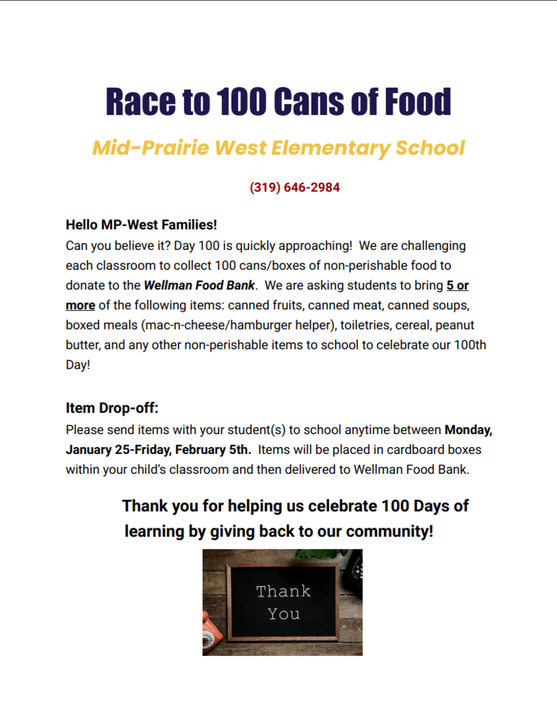 Race to 100 Cans food drie