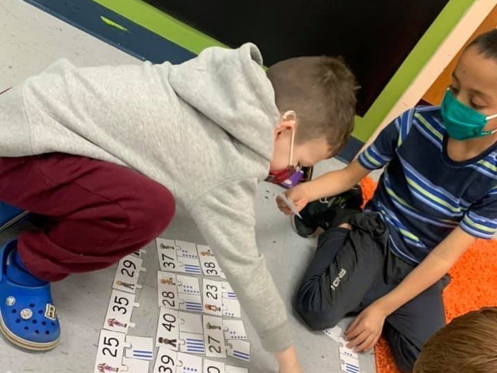 Mrs. Edinger’s class hard at work in their Math Centers!