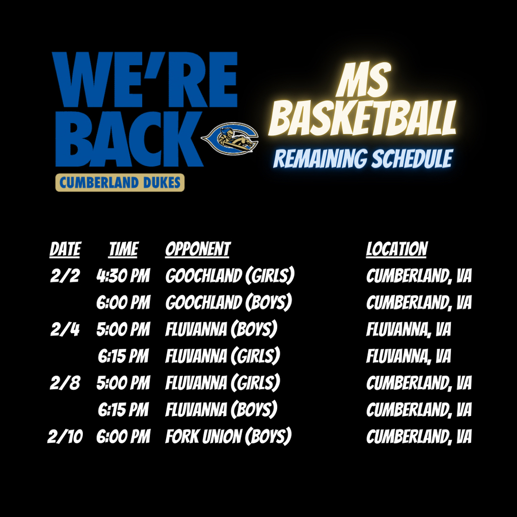 Middle School Basketball Schedule 