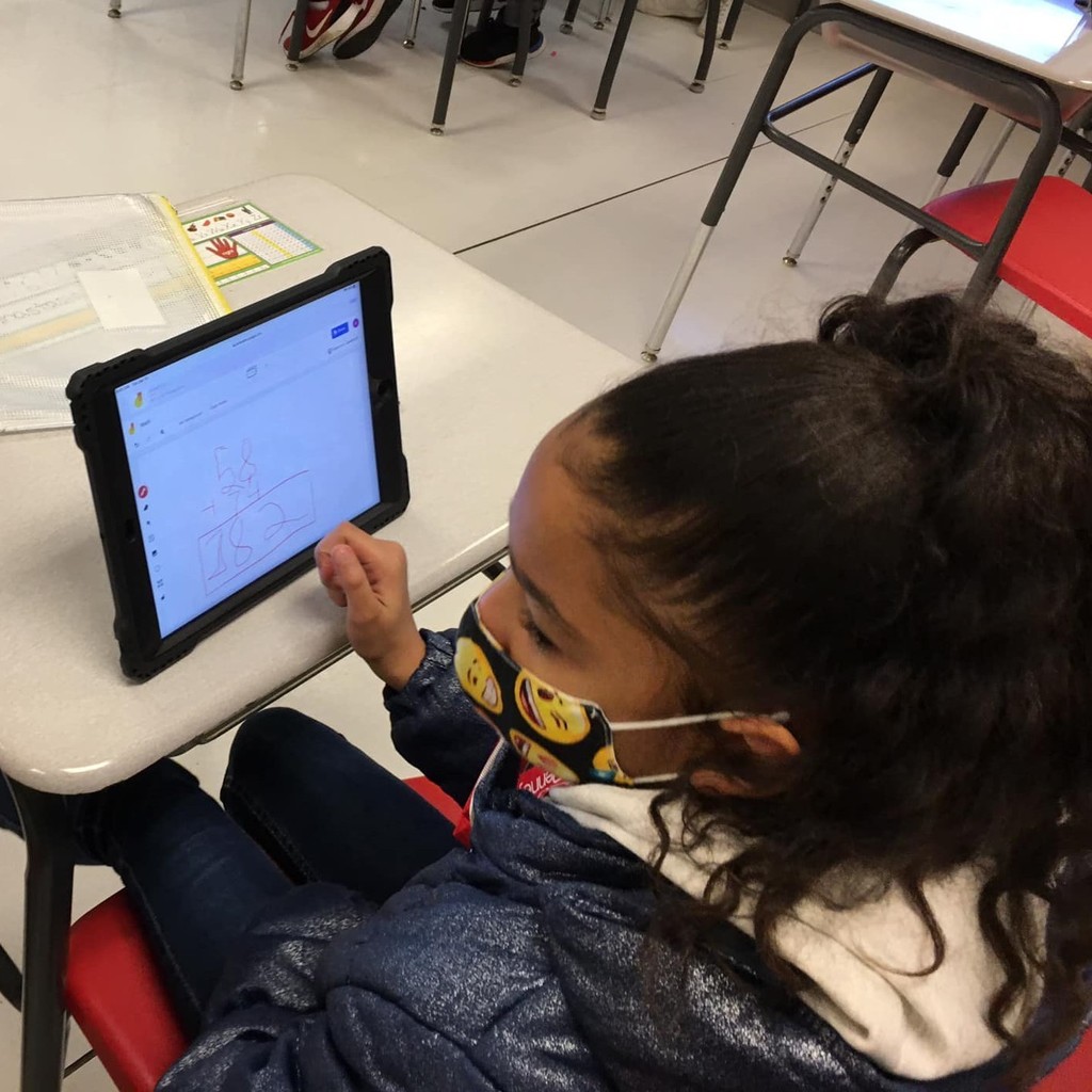 We used Jamboard on our IPads today to practice regrouping. It’s like a digital dry erase board.