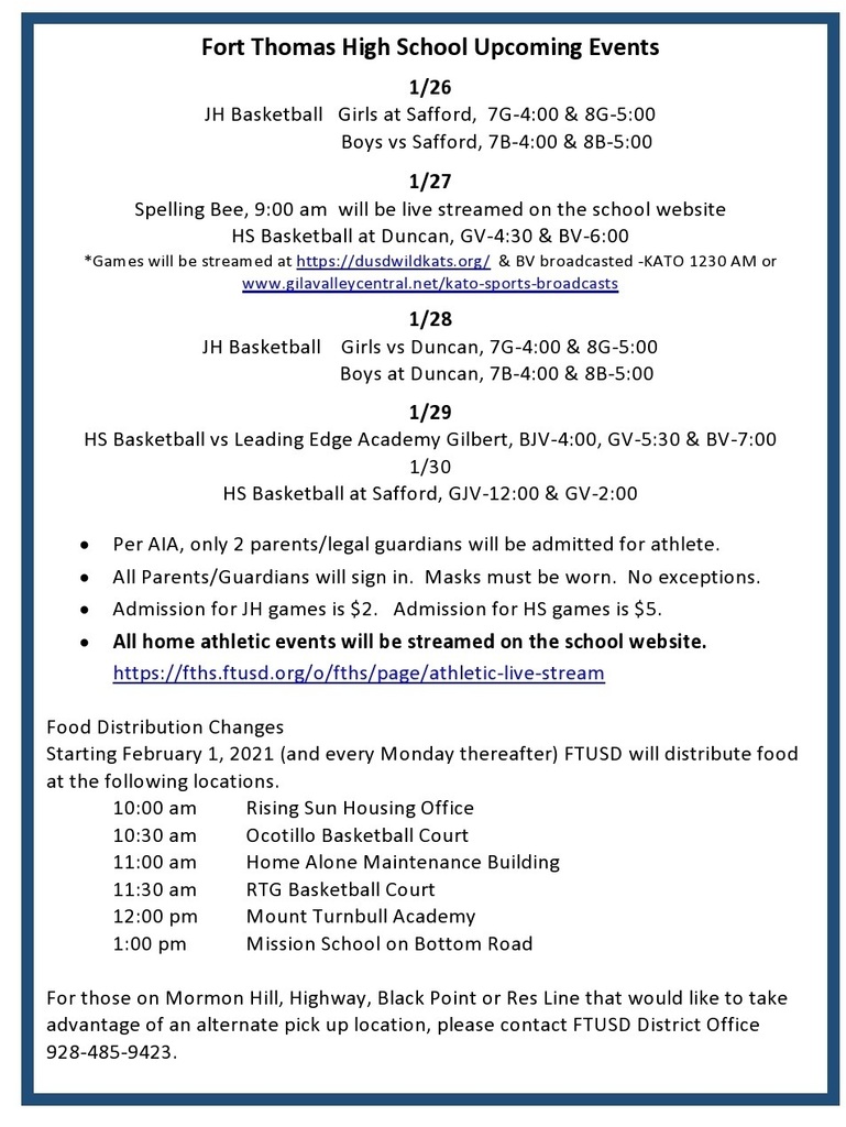FTHS Events for 1/25-30/2021