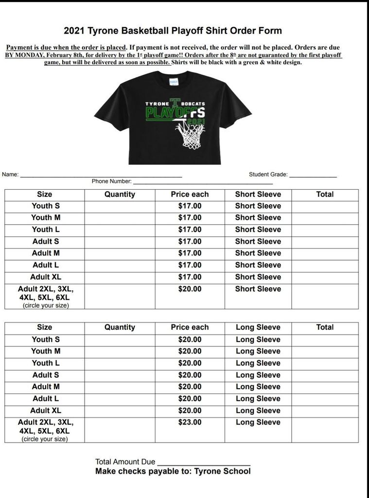 2021 Playoff shirt order form