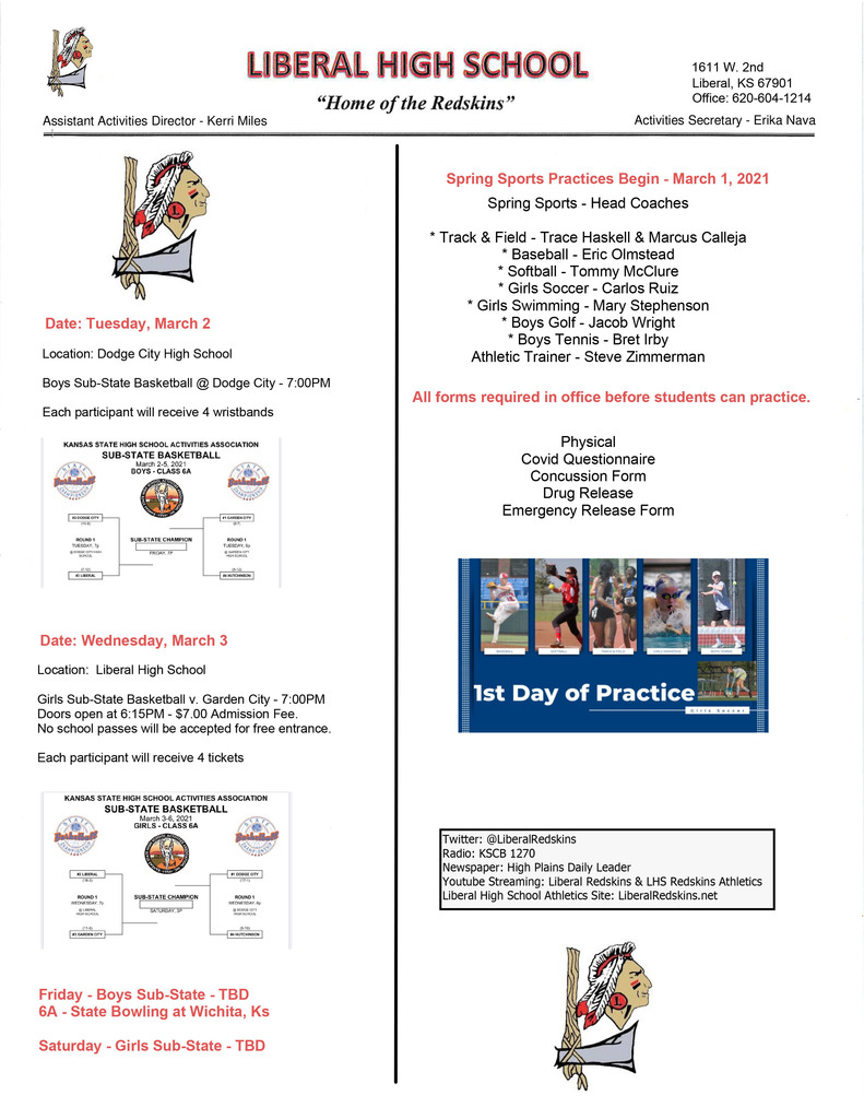 LHS Activities Schedule March 1-6