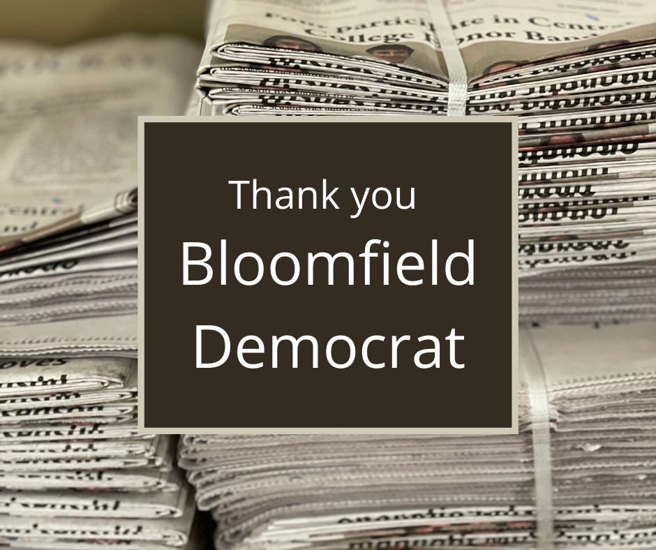 Thank you Bloomfield Democrat! (NIE week)