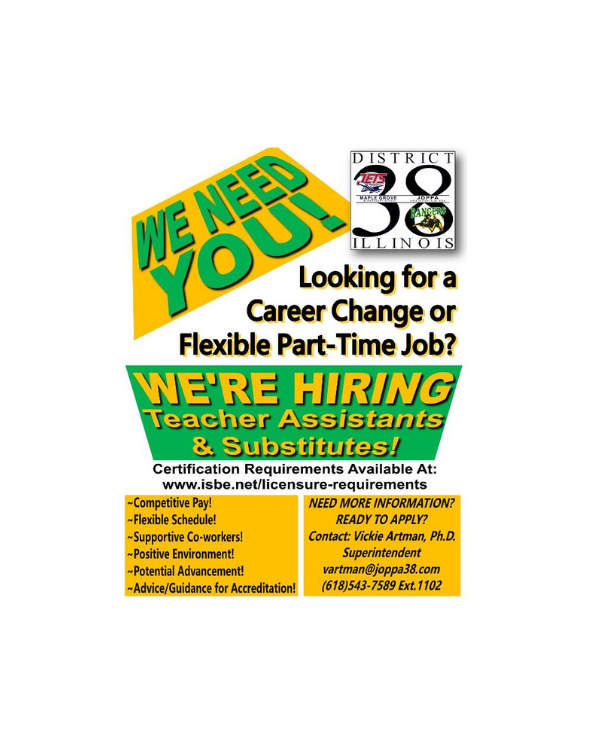 Teacher's Assistants & Substitutes Positions Available