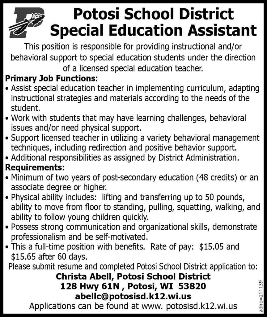 Special Ed Asst Position