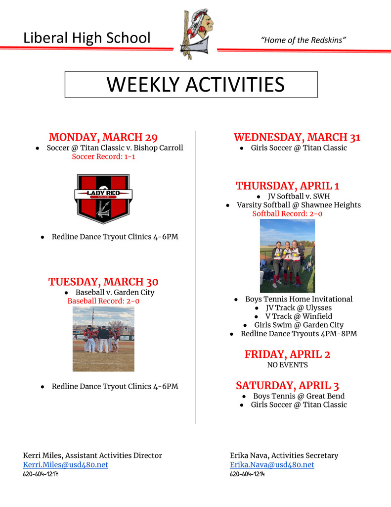 Weekly Activities March 29 - Apr 3