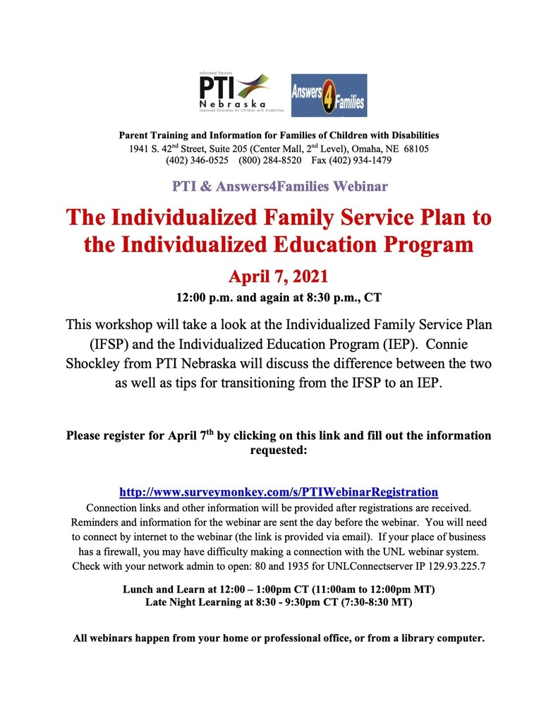 IFSP to IEP Webinar
