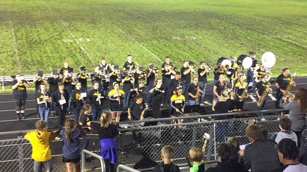 MPHS Marching Band led by drum major Sierra Mathews