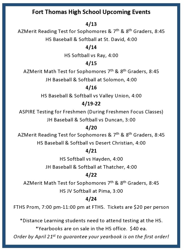 FTHS: Events for 4/13-4/24/2021