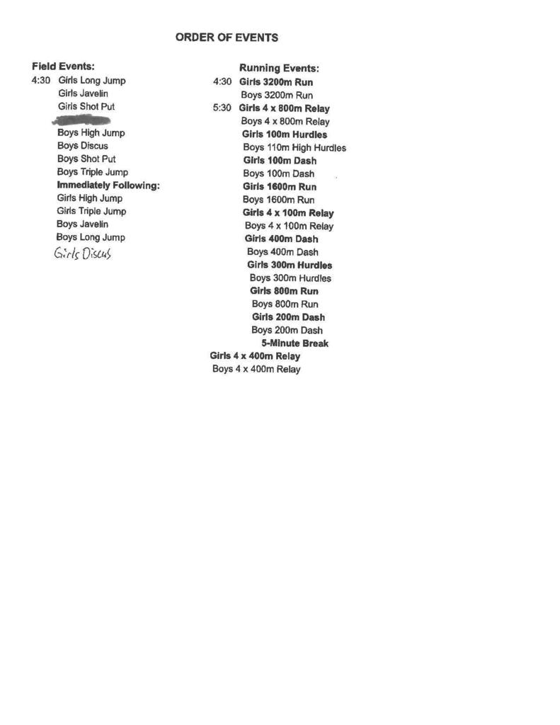 order of events