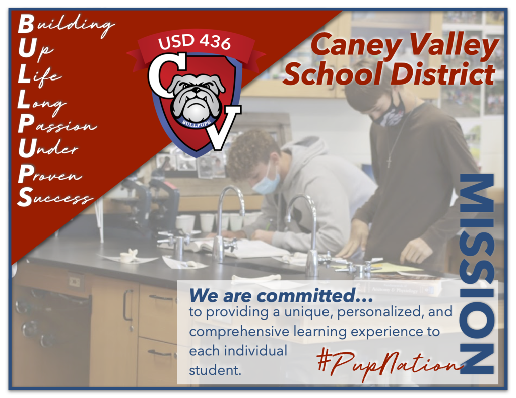 Image of CVHS students working in science lab with Vision Statement.