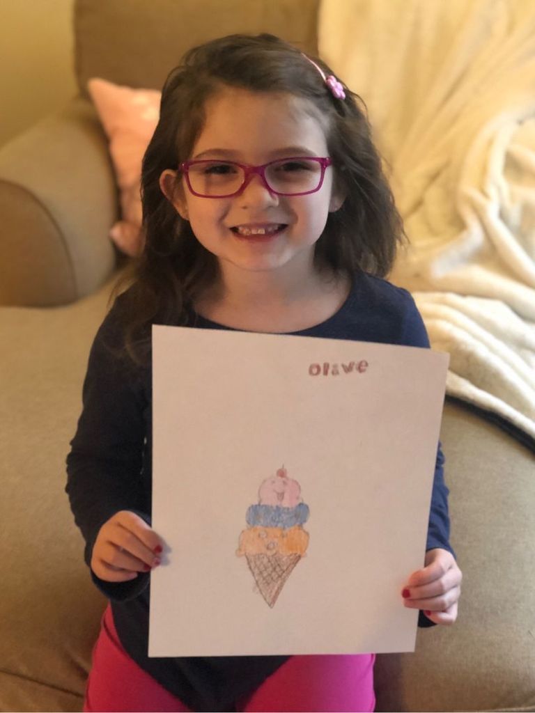 Olive Gower and her ice cream cone artwork