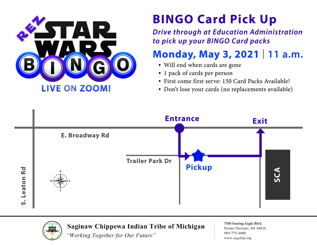 Map of Bingo Card Pick-Up