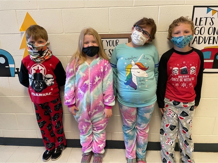 First grader students wearing pajamas