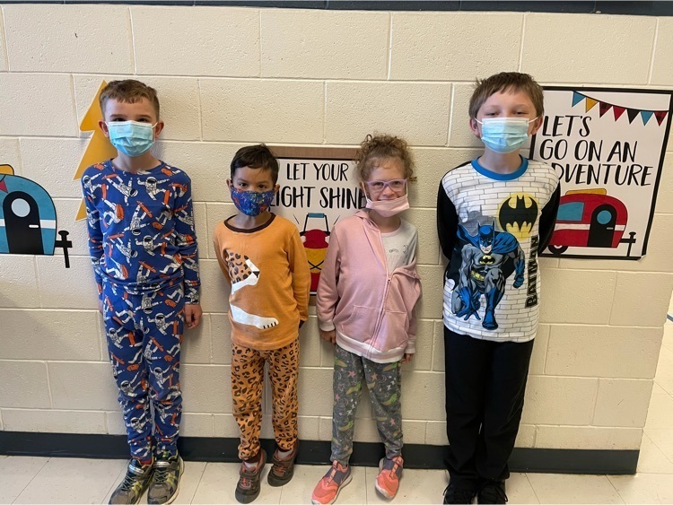 First grader students wearing pajamas