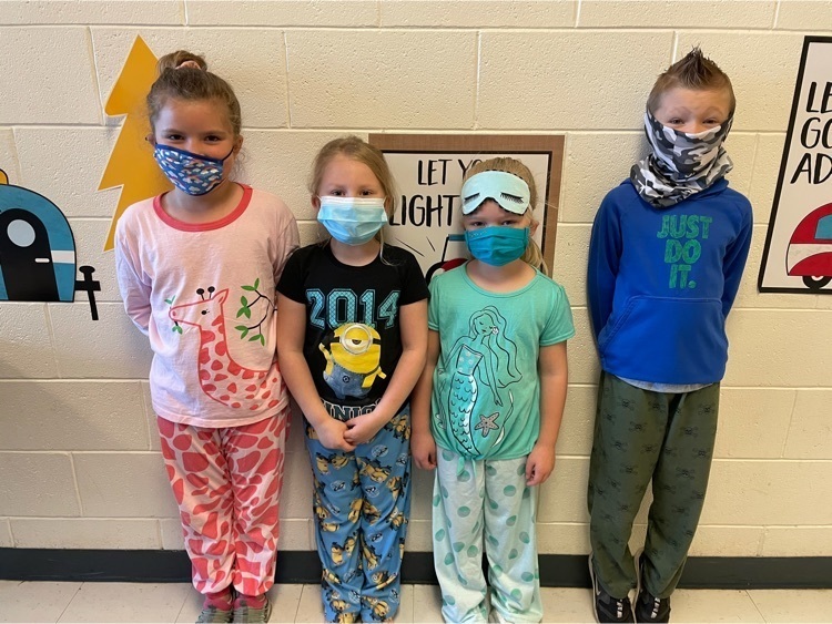 First grader students wearing pajamas