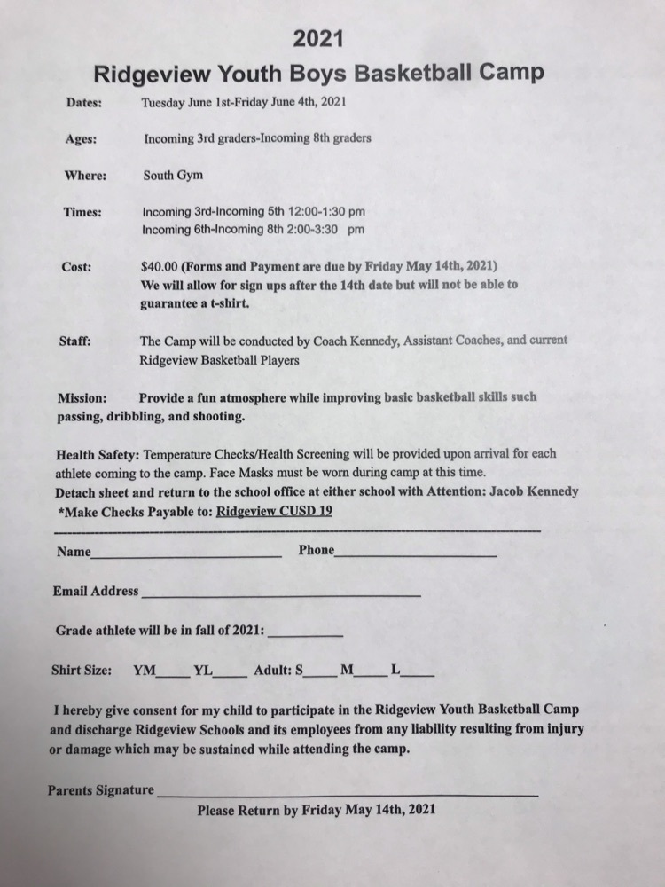 youth boys basketball camp form