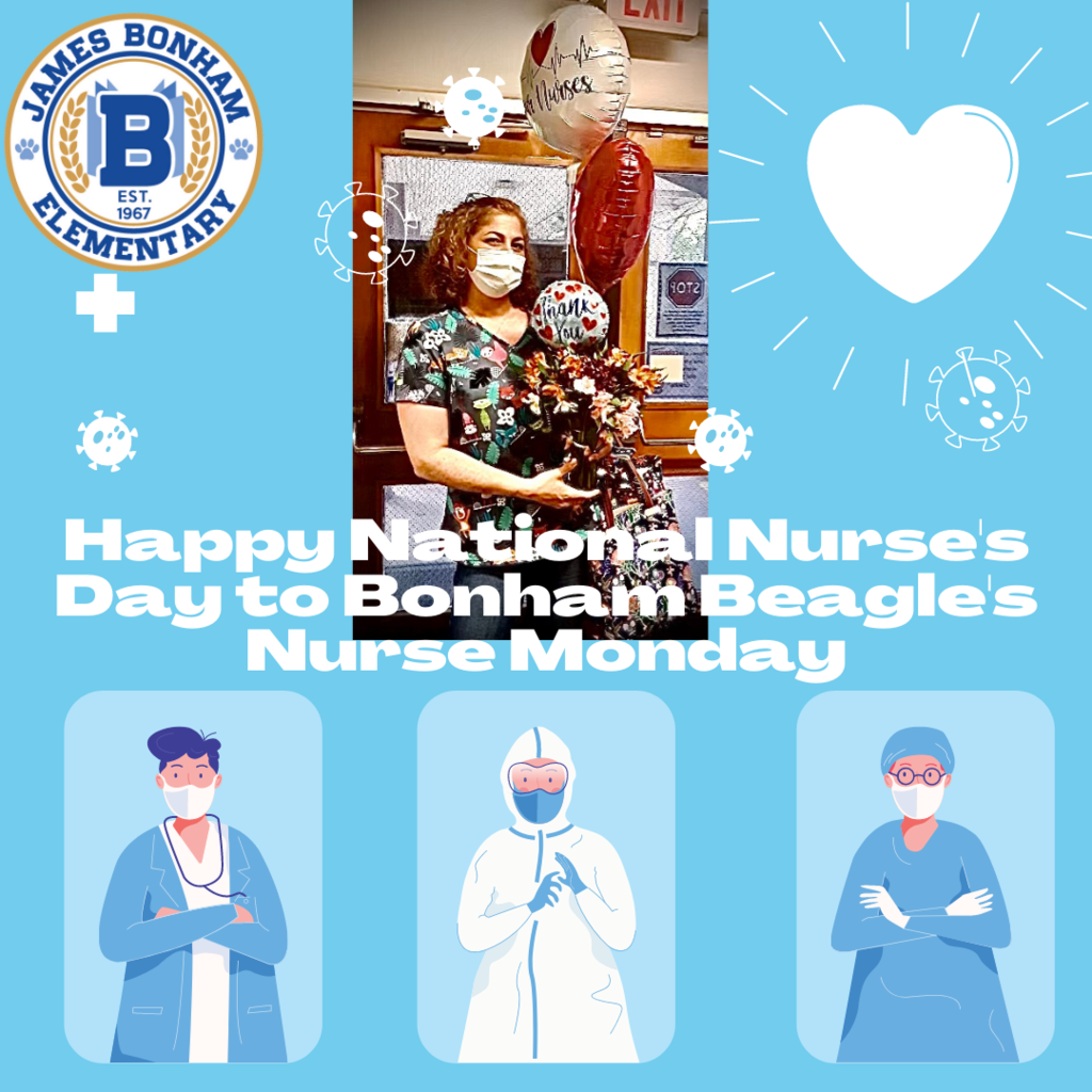 Nurse Monday holding flowers and balloon