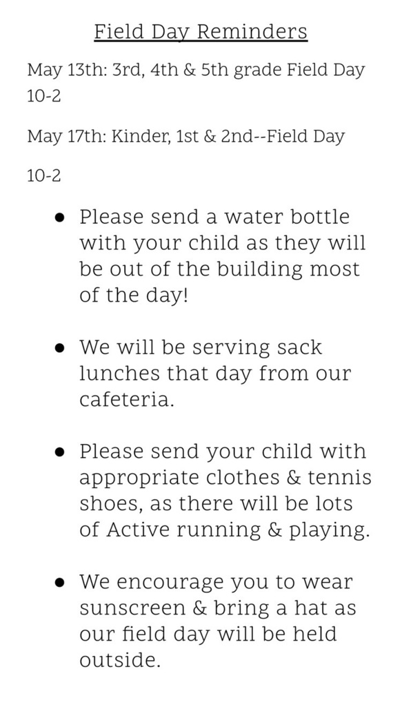 field day reminders