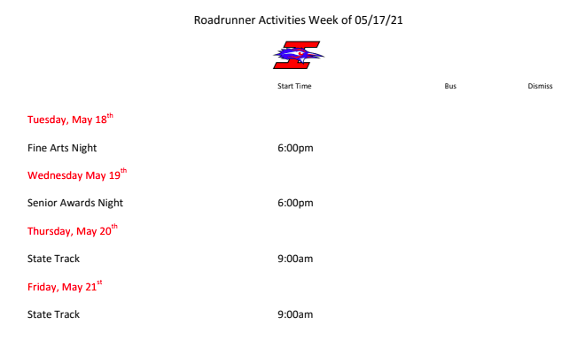 Weekly Activities