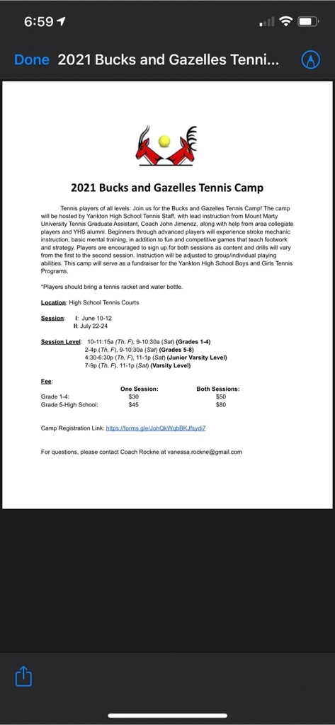 Bucks & Gazelle Tennis Camp