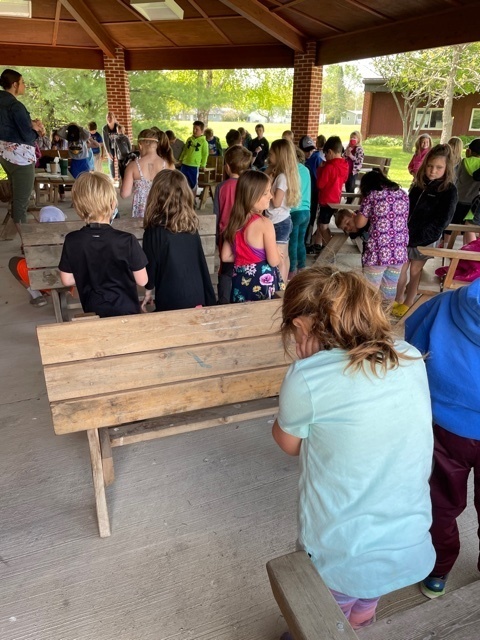 MP East learns about the summer reading program in the outdoor classroom.