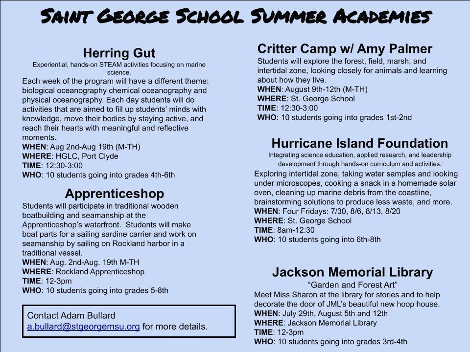 Summer academy information