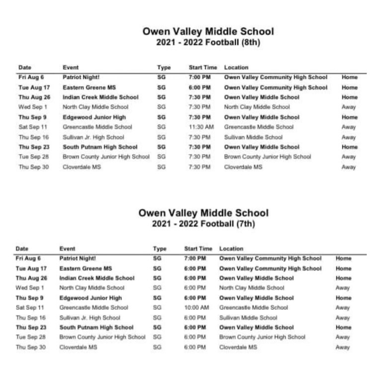 football schedules 