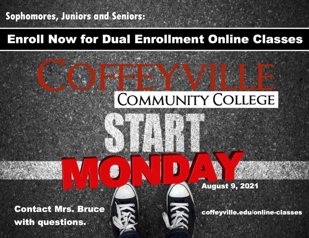Coffeyville Community College Start Monday. Enroll now for Dual Enrollment Online Classes.