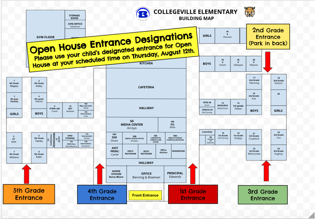 Designated entrance locations for Open House