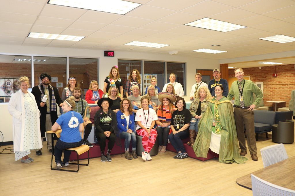 Teachers and staff at the HS dress up for Twin/Group Day