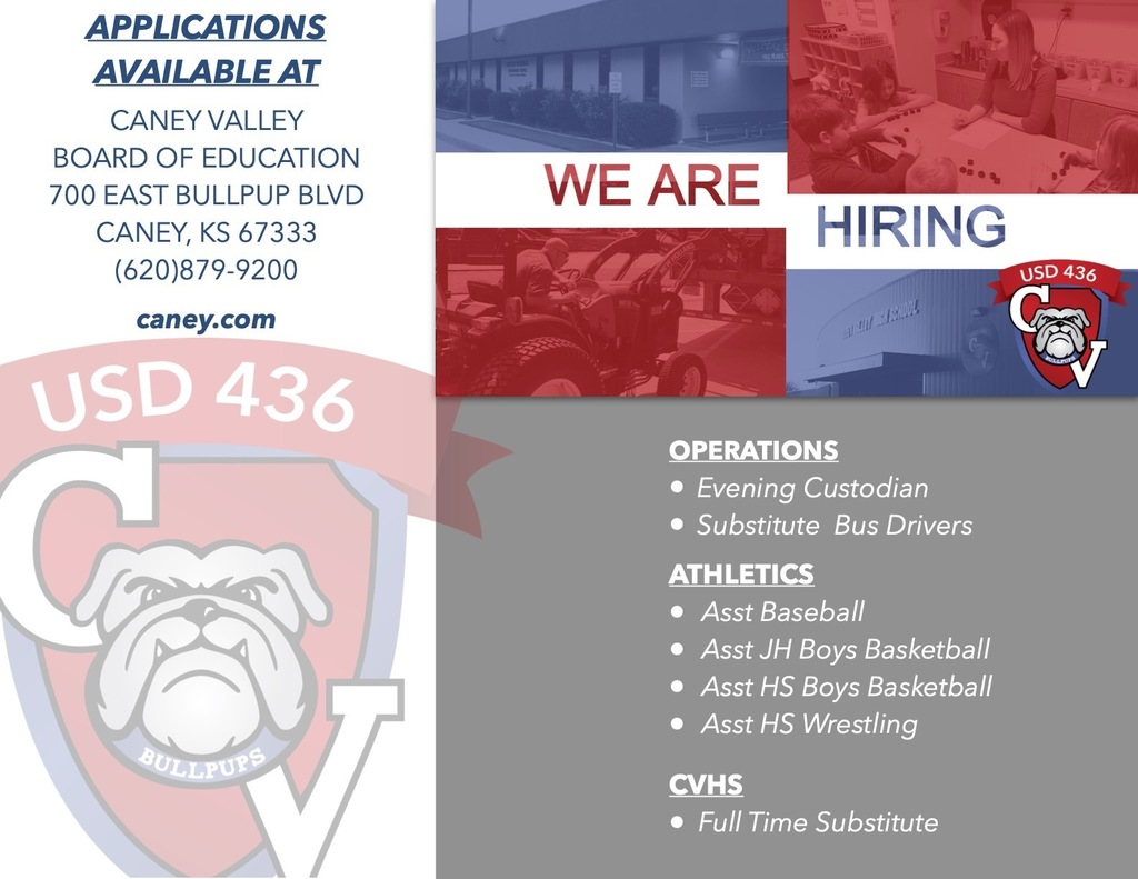 Images of District Buildings and Employees with text "we are hiring."