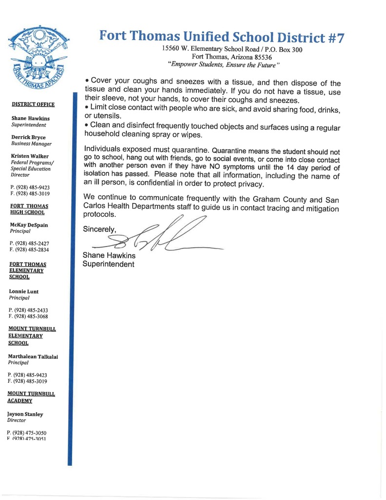 FTHS Parent Letter Pg 2, August 17, 2021