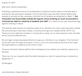 August 18 Supt. Letter