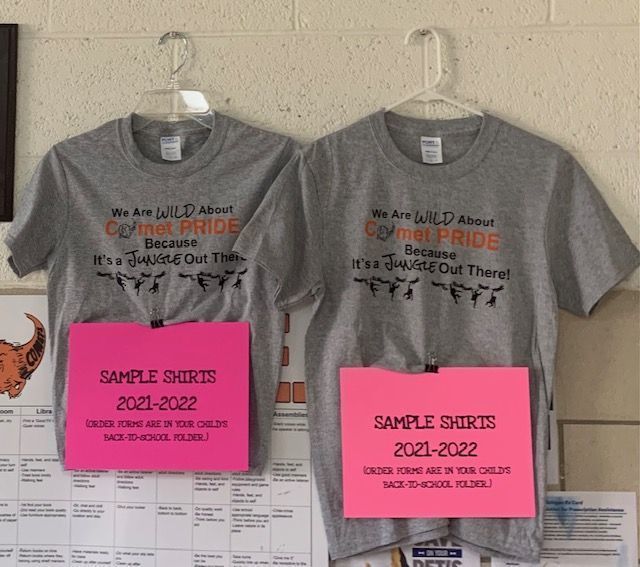 Sample school shirts were available to preview