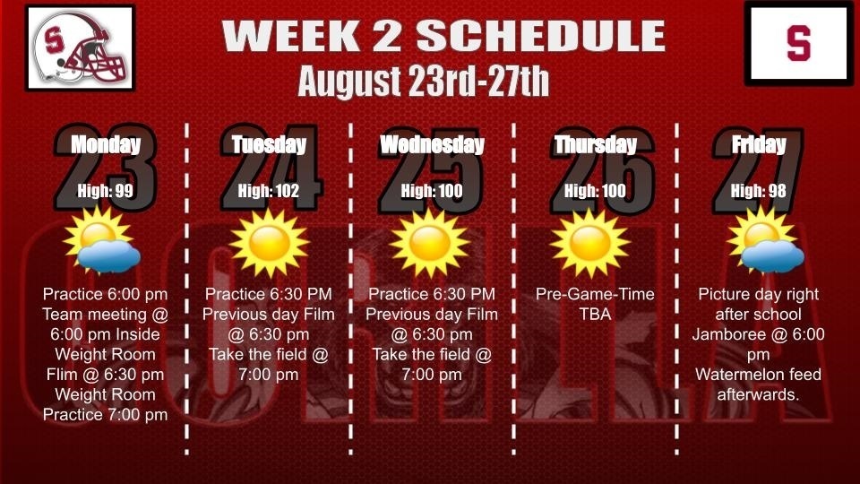 Updated week 2 Schedule