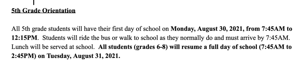 5th Grade Orientation @ SMS