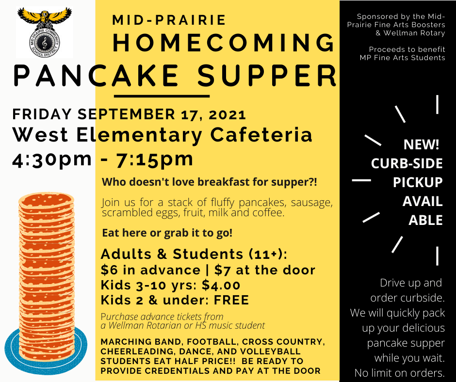 Homecoming pancake supper advertisement