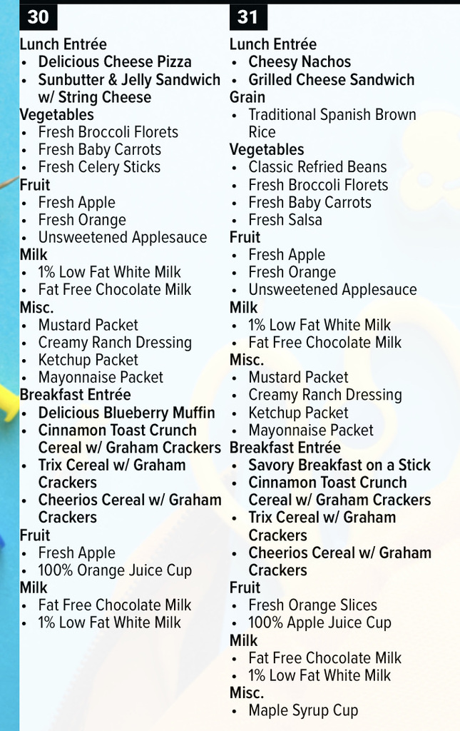 SES August Menu