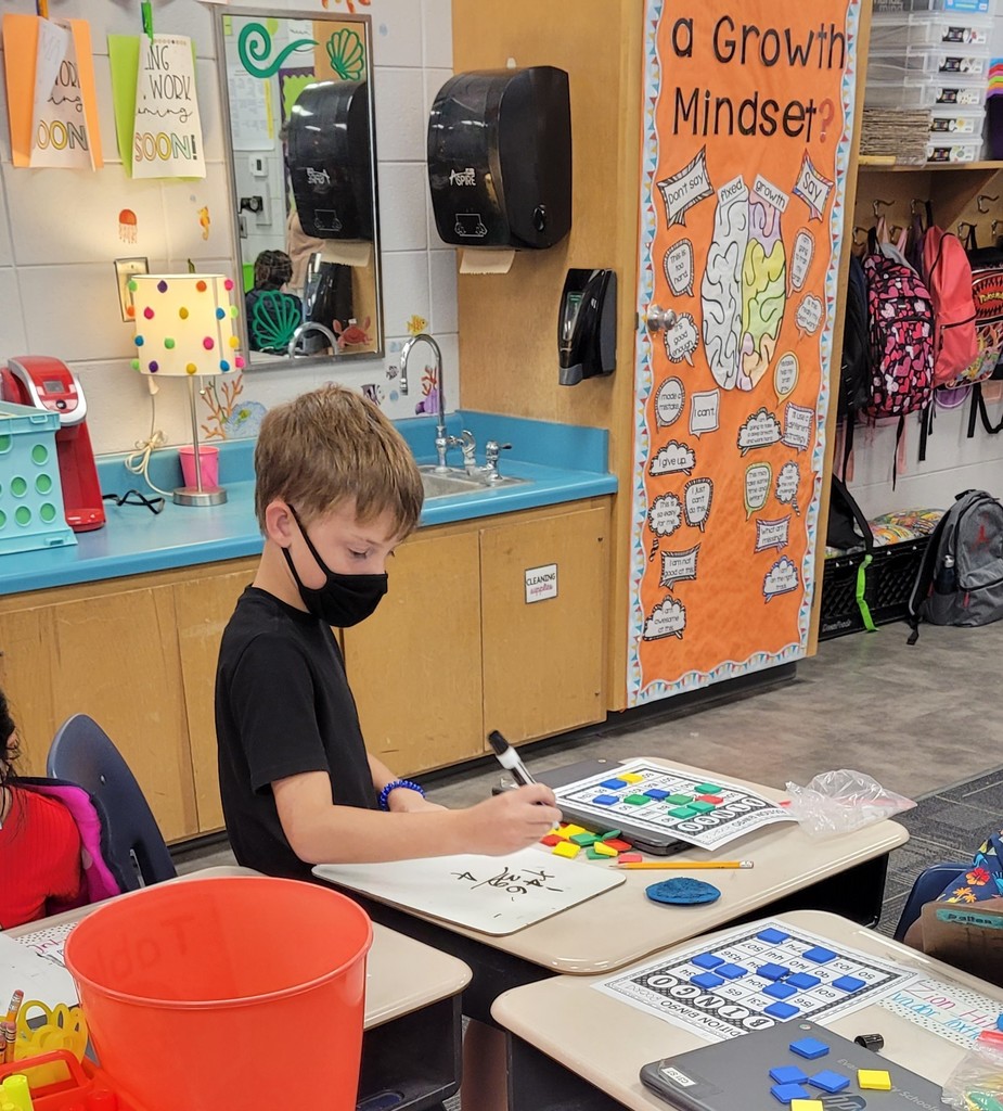 image of student playing addition bingo